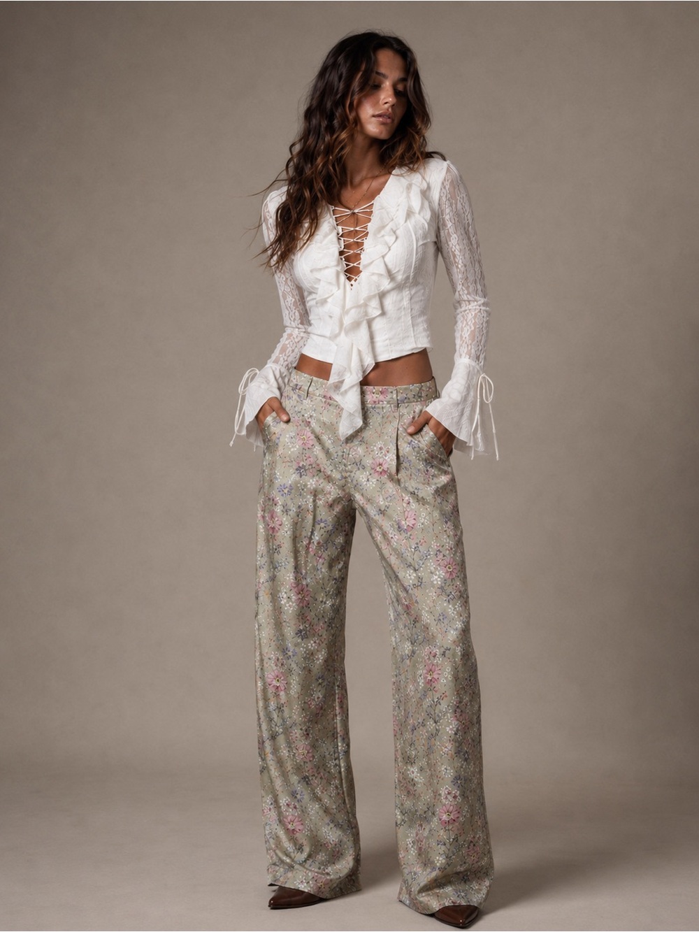 Function & Fringe Edit | Satin Floral Wide Leg Trousers